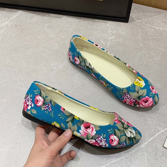 TopLLC Chaussures Plates Printemps et Été Nouvelles Femmes Chaussures Plates en Toile Rose Multicolores Chaussures en Tissu des Chaussures Simples à Enfiler Chaussures pour Femmes