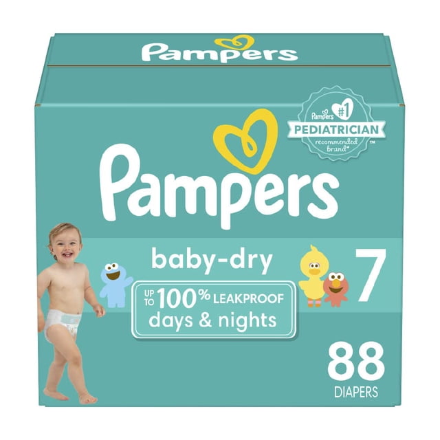 Pañales Pampers Baby Dry, tamaño 7, 88 unidades, absorbentes