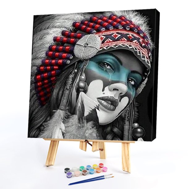 Pintado a mano sobre lienzo DIY niña indígena pintura al óleo por números dibujo Kit regalo Likrtyny decoración de arte