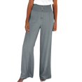 thumbnail image 3 of Dazajoo Womens Cotton Linen Palazzo Pants Summer Flowy Wide Leg Trousers Lounge Elastic High Waisted Travel Slacks,Gray,S, 3 of 7