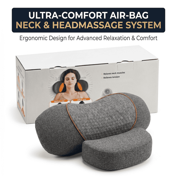 3-in-1 Neck Massager Pillow with Vibration, Airbag & Heating, Ergonomic Cervical Support for Pain Relief, Portable
