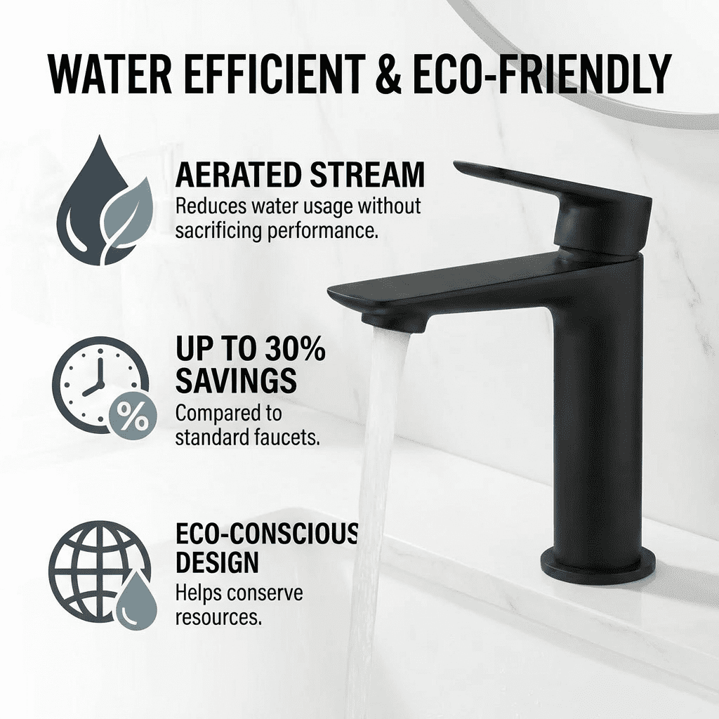 Mango Tile SUS304 Stainless Steel Black Bathroom Sink Faucet