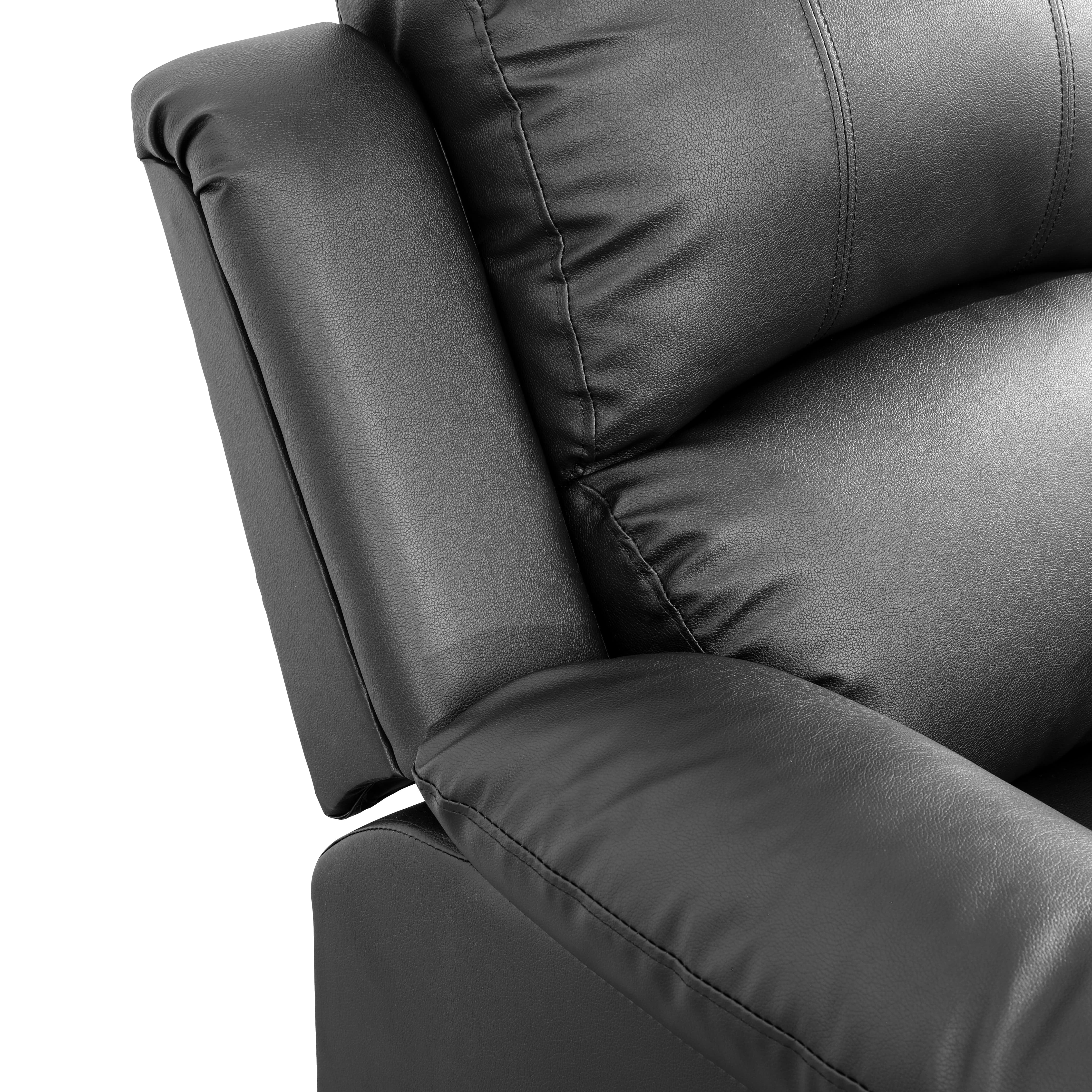 MAYEERTY Power Recliner Sofa, Breathable Leather Reclining Loveseat Sofa with Storage & Reversible Table for Living Room, Black