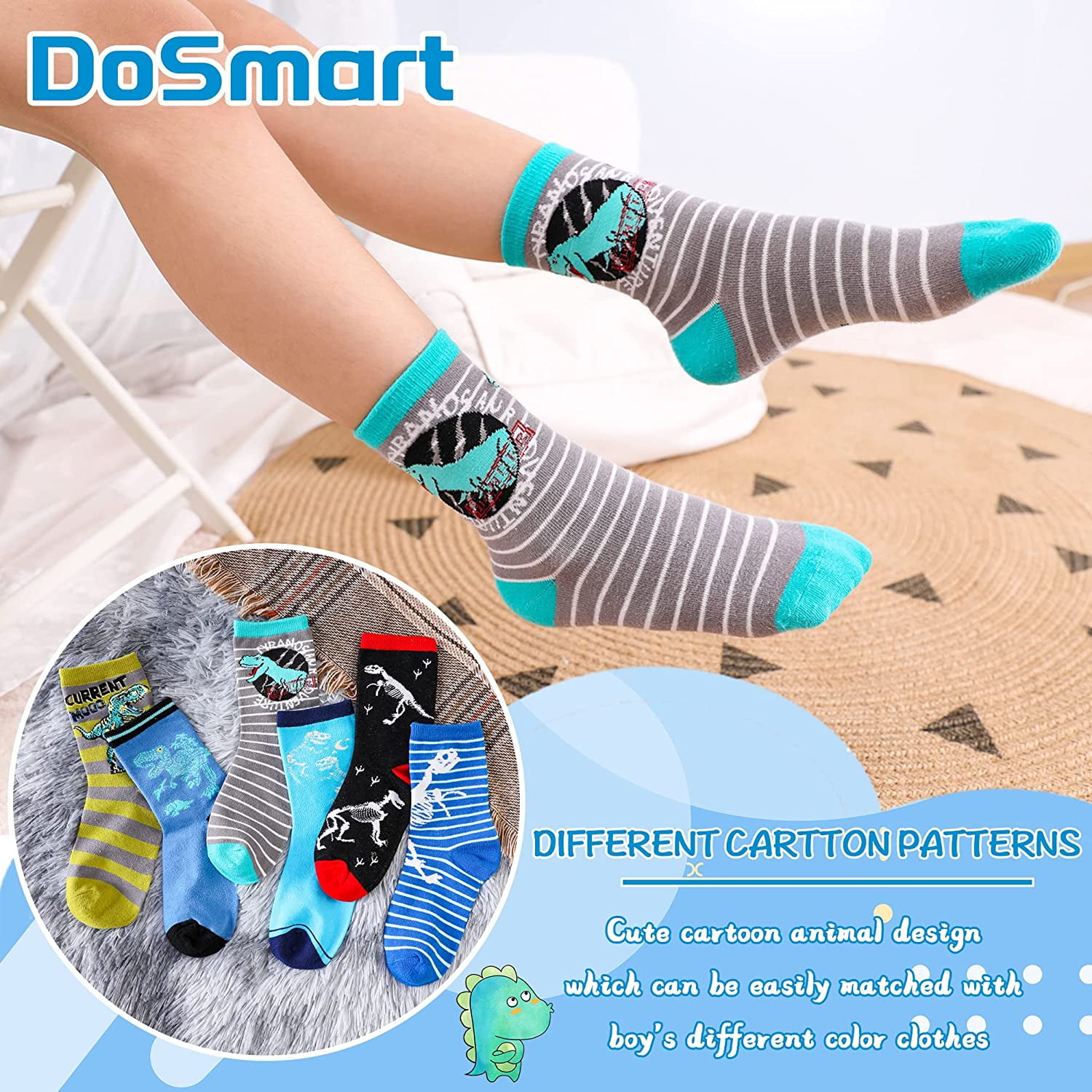 Chaussettes Garcon Garcon Chattoon Coton Nouveaute Drole Enfant Sport Ecole Quotidienne Sans Couture Chaussettes d Equipage pour les Garcons Adolescents 6 Paires Walmart