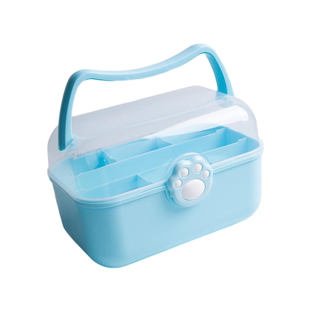 Caja de costura portátil BLESIY organizador de accesorios para el cabello Estuche de almacenamiento azul