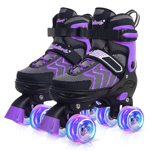 Kids Roller Skates for Boys & Girls, 4 Size Adjustable Rollerskates with Light Up Wheels for Teens Beginners Outdoor Sports, Birthday Gift for Toddler