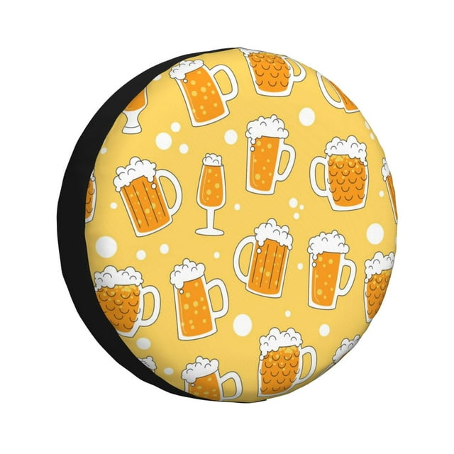 Fotbe Beer Funda de Llanta de Repuesto con Estampado, Engrosada, Ajuste Universal para Jeep, Remolque, RV, SUV, Camión-17 inch