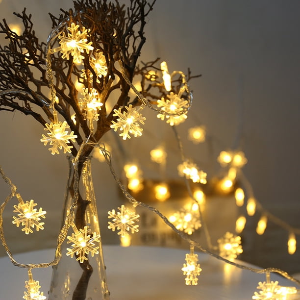 Luces de cadena de copo de nieve, LED Fairy Snow Lantern Lights decoración interior y exterior para año nuevo, Navidad, patio de césped(Color cálido)(3.20 metro y 20 luces)