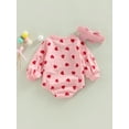 thumbnail image 4 of Wassery Infant Baby Girls Romper Letter/Heart Print Round Neck Long Sleeve Jumpsuits Spring Casual Bodysuits with Headband 0-24M, 4 of 8