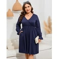 thumbnail image 3 of Yesfashion Women's Plus Size V-Neck Long Sleeve Dress with Pockets – Casual Flowy Maxi Dress for Everyday Wear, 3 of 9