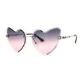 thumbnail image 2 of Womens Gothic Luxe Rimless Beveled Lens Cat Eye Heart Sunglasses Silver Black Pink, 2 of 4