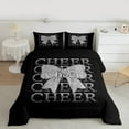 thumbnail image 2 of Manfei Kawaii Grey Bow 3-Piece Full Size Comforter Sets for Teens Children Girls,Bling Glitter Bedding Comforter Set,Girly Dreamy Dance Lightweight Bedding Sets,Luxury Bedroom Decor,Reversible, 2 of 8