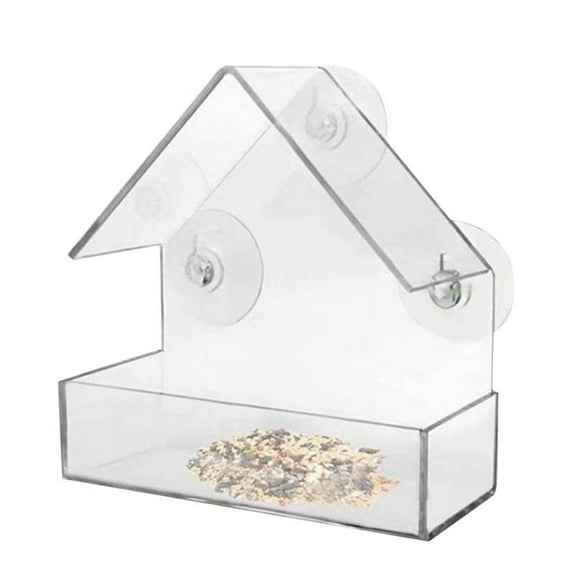 Clear Window Bird Feeder for Outside - Large Acrylic Window Bird Feeders for Viewing with Strong Suction Cups, Bird Feeder Window Mounted Bird Watching Gift for Elderly Pets Kids