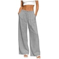 thumbnail image 2 of Neewe Women's Wide Leg Pants with Pockets - Casual Loose Button Waist Trouser Pants Sweatpants Palazzo Lounge Pants, 2 of 7