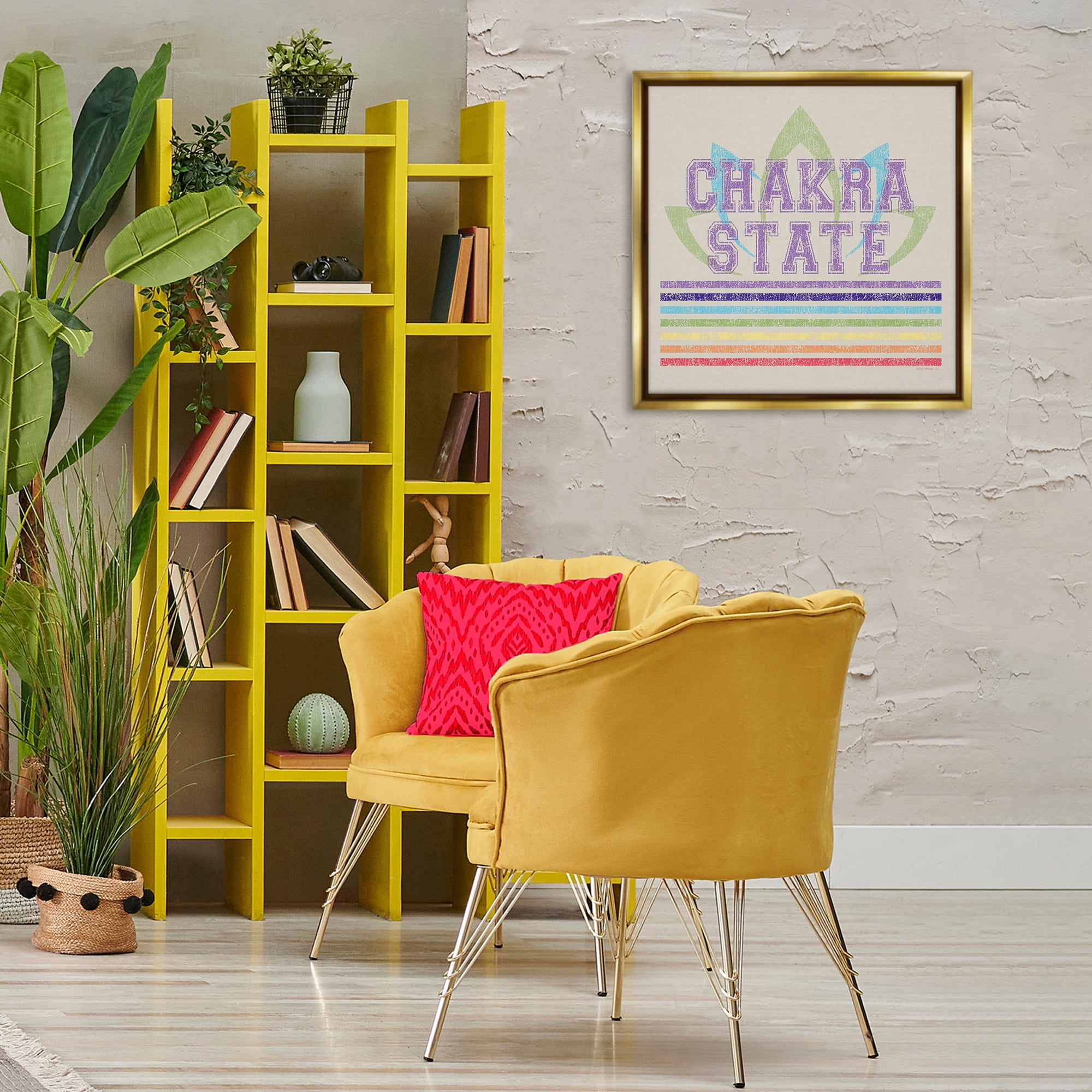 Stupell Industries Vintage Chakra State Novelty & Humor Painting Gold Floater Framed Canvas Art Print Wall Art, 25 x 25