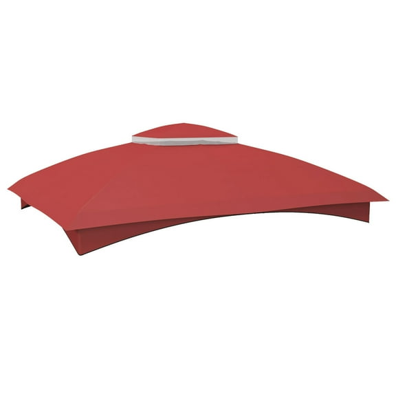 Zateety 10' x 12' Gazebo Canopy Replacement, 2-Tier Outdoor Gazebo Cover Top Roof with Drainage Holes, (TOP ONLY), Wine Red