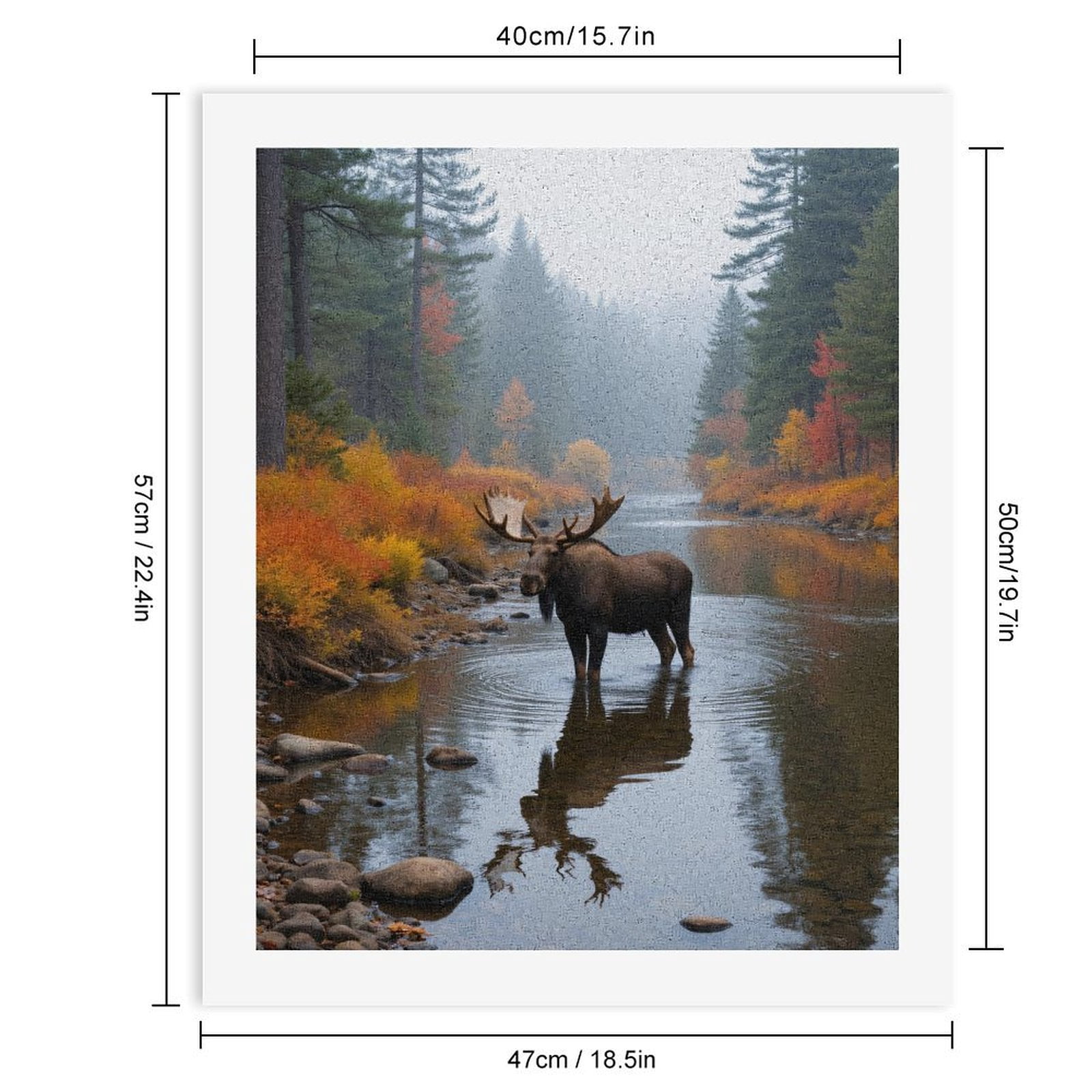 Paint By Numbers Kit for Adults Beginner - DIY Moose Autumn River Reflections Canvas Painting Kits for Adults, Frameless Paint By Number for Adults for Home Wall Decor 16x20 Inch