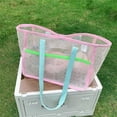 thumbnail image 4 of Yardvibe Mesh Beach Tote Bag for Women, 10"x9"x14" Embroidered Monogrammed Pool Bag, Large Reusable Sand Resistant Summer Tote, Gift for Mom Bridesmaid Birthday Party (B), 4 of 5