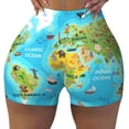 thumbnail image 2 of Fuzoiu World Map With Animals Landmarks Print Women's Workout Shorts,Workout Biker Shorts Women,Exercise Fitness Shorts,Scrunch Short, Athletic Shorts for Gym Yoga Running Sport Active-X-Large, 2 of 8