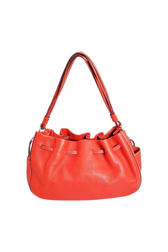 Pre-Owned Kate Spade handbag tote bag, drawstring style, leather, red (Good)