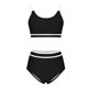 thumbnail image 3 of Conjunto de bikini con cuello en U y espalda descubierta ajustable para mujer, traje de baño de poliéster con bloques de color, 3 of 7