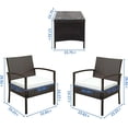 thumbnail image 3 of Shinpt Outdoor Wicker Bistro Rattan Chair, 3 Pieces Patio Furniture Set, 2pcs Arm Chairs and 1pc Coffee Table, Rattan Sofa Set for Patio or Garden, Brown Gradient, 3 of 5