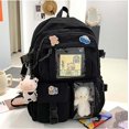 thumbnail image 3 of Mochila Kawaii Linda Mochila Escolar con Accesorios de Pin Kawaii para Adolescentes y niñas(Negro,, 3 of 5
