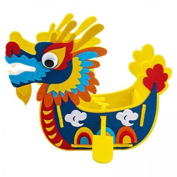 Kit De Manualidades De Fieltro Para Manualidades, Paquete De Material De Barco Dragón Para Regalo De Cumpleaños, Color Azul, 3x