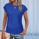 thumbnail image 5 of Camiseta de Corta con Cuello Redondo y Fruncido para Mujer, Color Azul, Talla S, 5 of 6