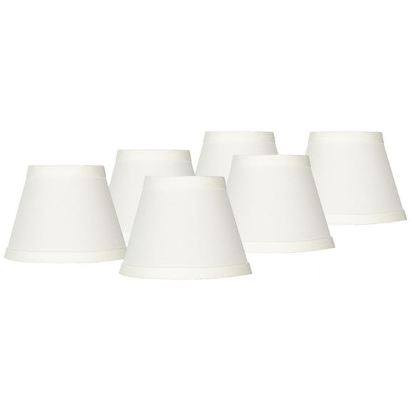 Springcrest Set of 6 Empire Chandelier Lamp Shades Cream Small 3" Top x 5" Bottom x 4" High Candelabra Clip-On Fitting