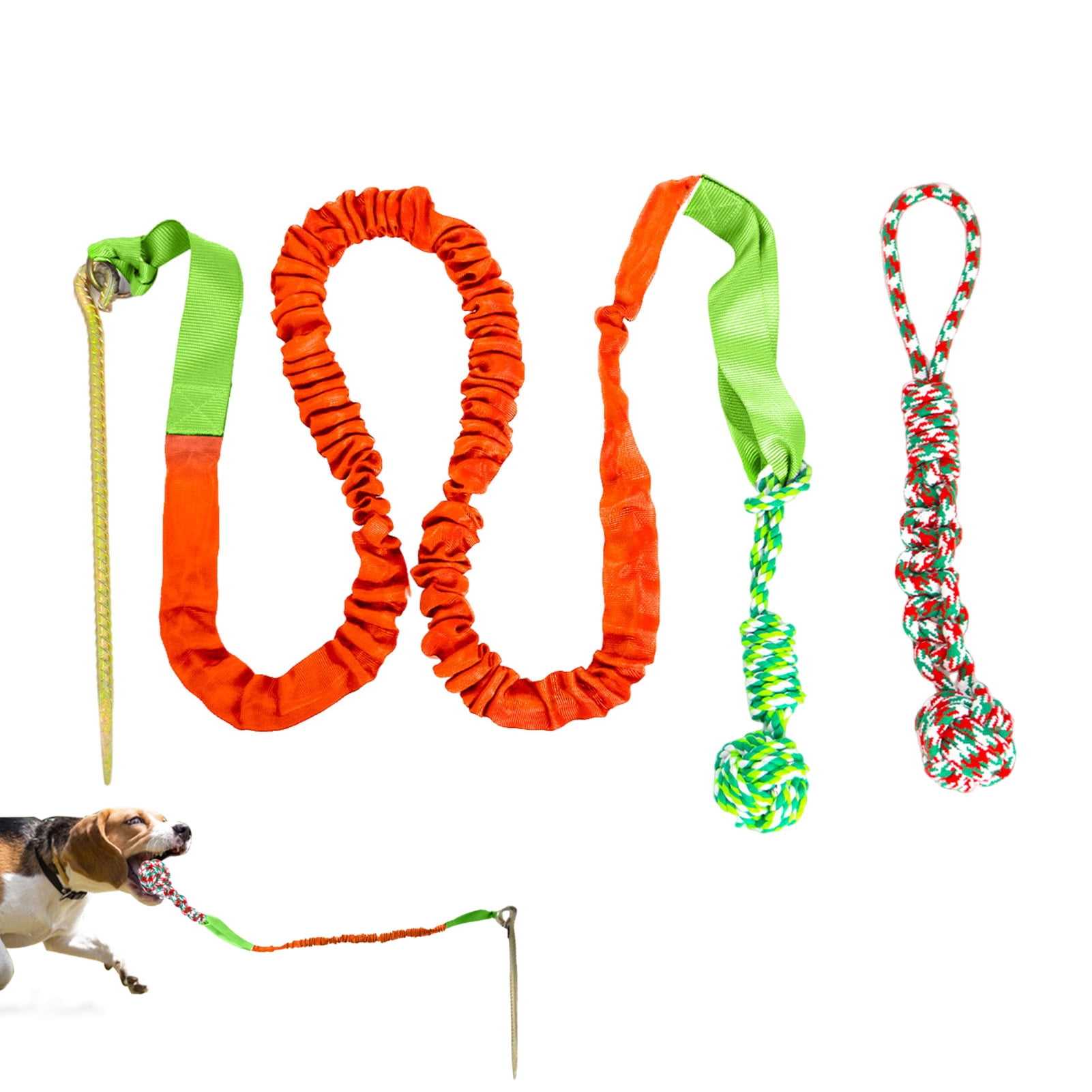 YIFAEUX Dog Bungee Tug Toy Outdoor Tether Tug of War Toy with Stake for Large Medium Dogs Indestructible Cotton Rope Dog Chew Toy for Aggressive Chewers