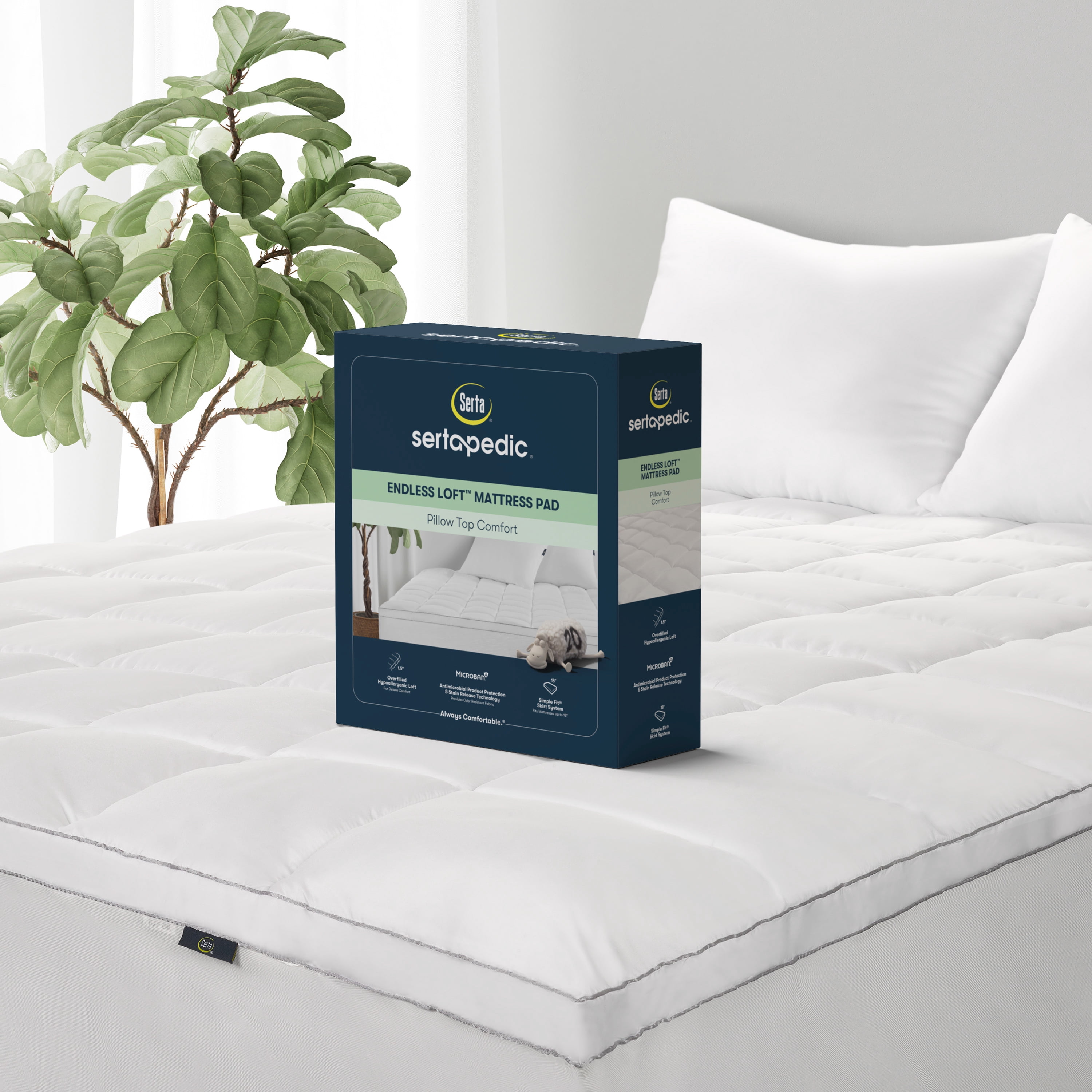 Sertapedic Endless Loft Plush Comfort Mattress Pad, Queen
