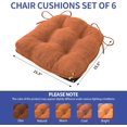 thumbnail image 2 of Chair Cushions for Dining Chairs Set of 6, Kitchen Chair Cushions, Chair Pads with Ties and Non Slip Backing, Tufted Memory Foam Seat Cushion 6 Pack, 15.5" x 15.5" x 4", Rust, 2 of 14