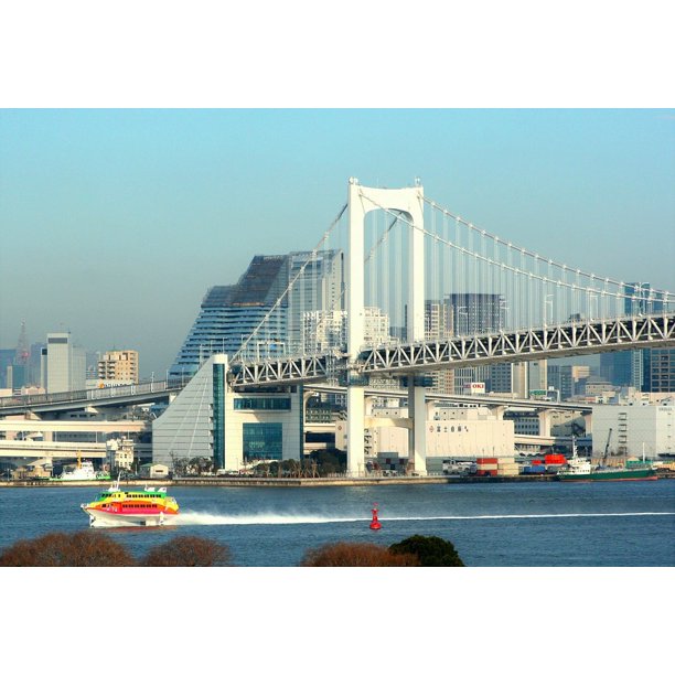 Tokyo Bay Bridge Rainbow Bridge Suspension Bridge Inch By 30 Inch Laminated Poster With Bright Colors And Vivid Imagery Fits Perfectly In Many Attractive Frames Walmart Com Walmart Com
