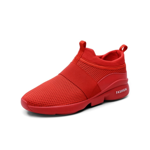 Woobling Chaussures Antidérapantes pour Hommes Confort Sport Bout Rond Chaussures de Marche Confortables Ballerines Rouges 10.5