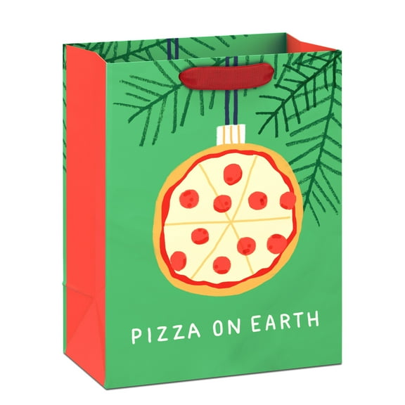 Hallmark Medium Multicolored Holiday Gift Bag (Pizza on Earth Ornament)