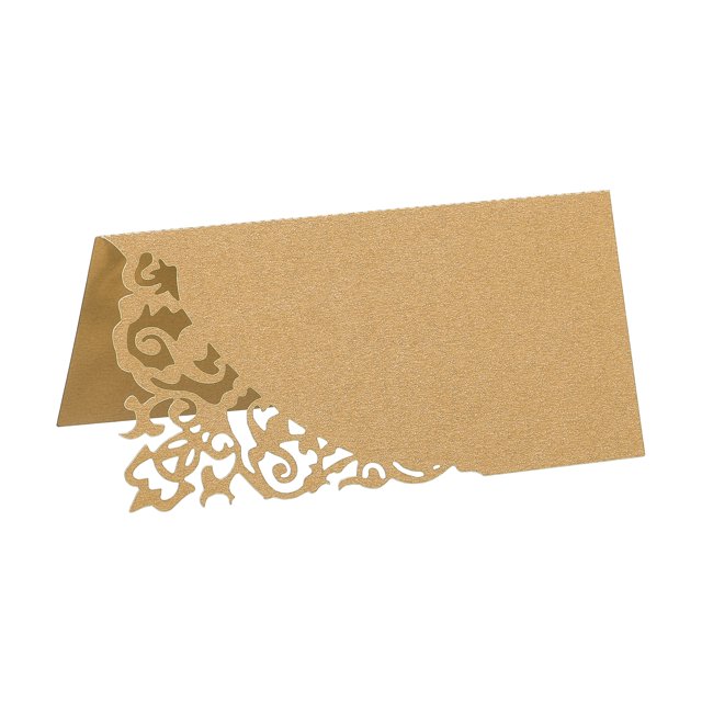 Unique Bargains Table Nom Place Cartes, 50pack Faveur Décor Creux Conception Siège Carte Blanche, Jaune