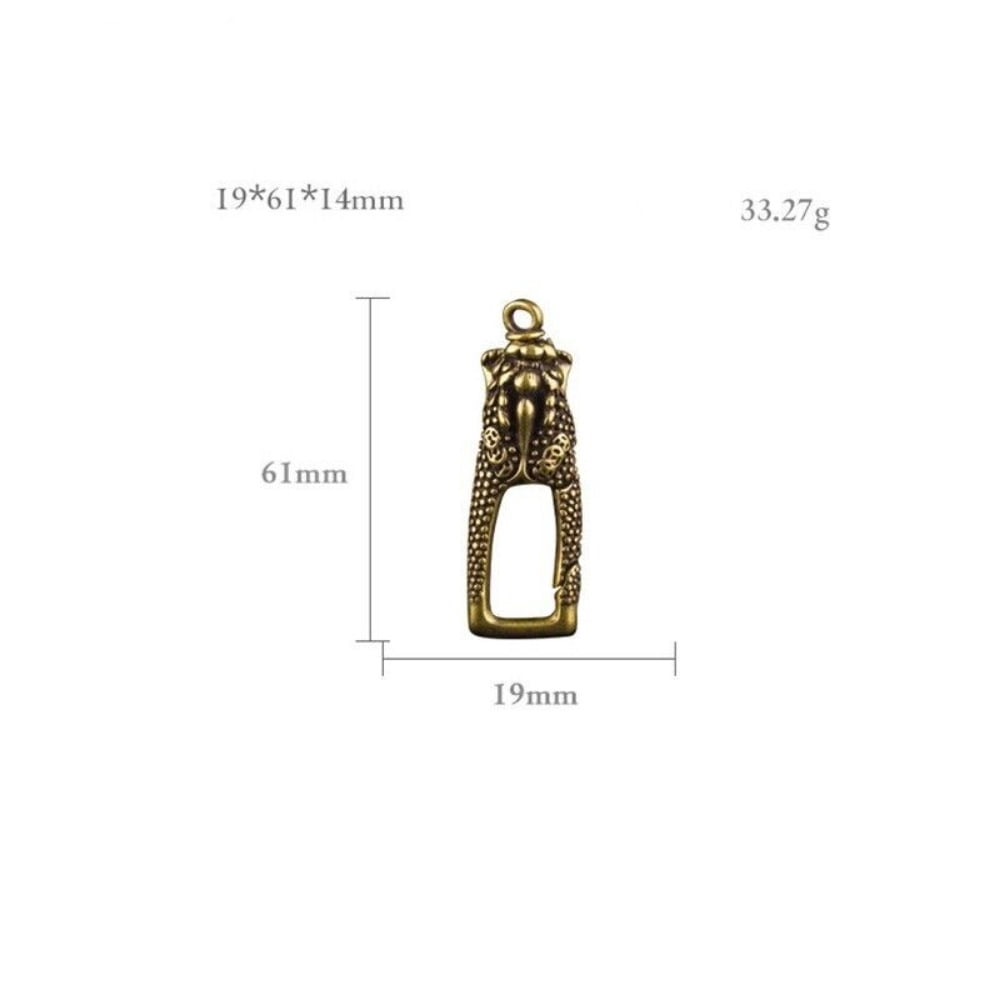 Brass Pure Beast Pixiu Keychain Key Ring Hanging Ornament Miniature Craft