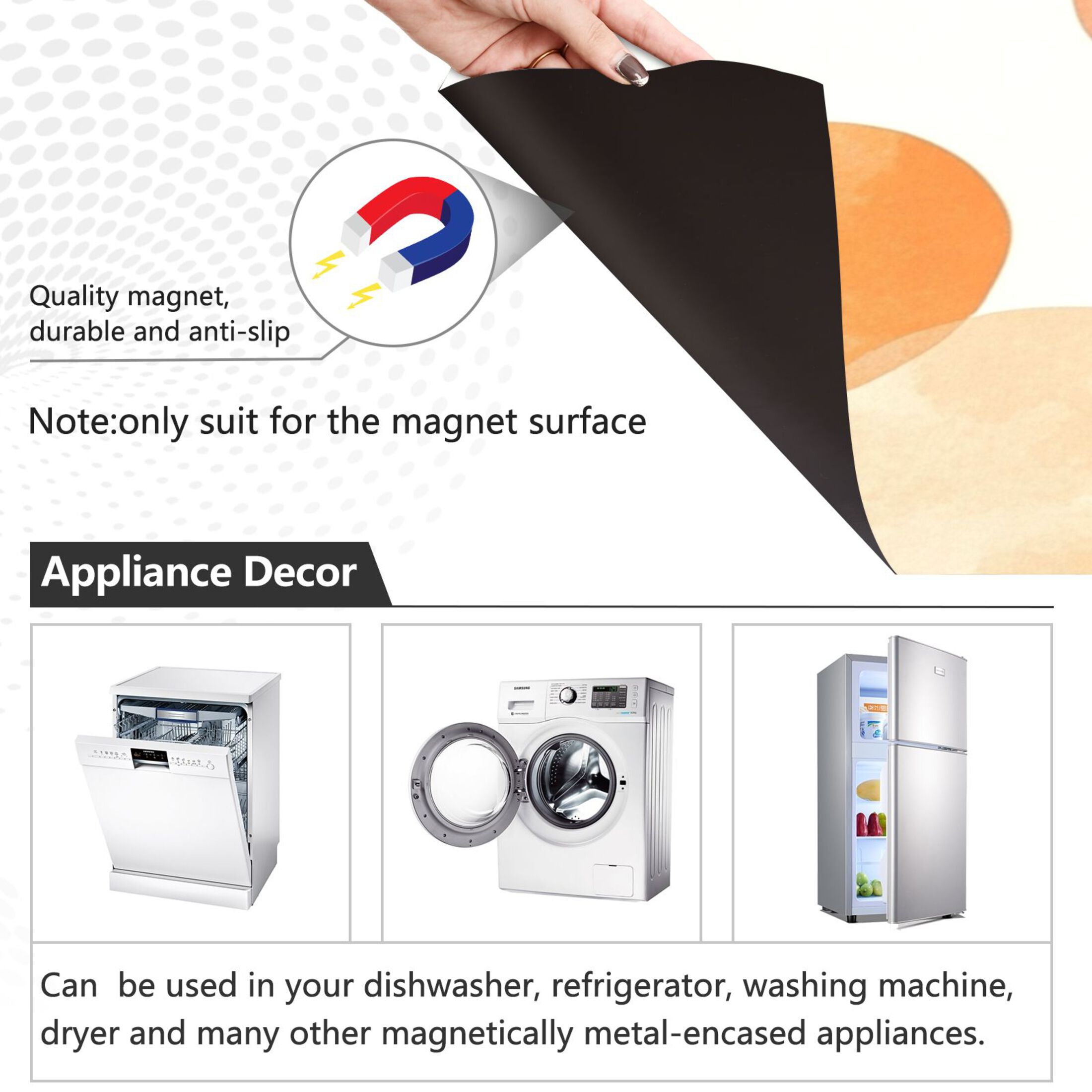 Dishwasher Magnetic Sticker 23x26 Inch Refrigerator Magnetic Sticker Washing Machine Magnetic Sticker Kitchen Panel Magnetic Sticker Home Decor Colorful Dots