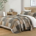 thumbnail image 6 of PANGUSHAN 100% Cotton King Quilt Set, Farmhouse Plaid King Size Quilt Bedding Set Bedspreads, Reversible Quilted Lightweight Comforter, Brown/Gray Bed Spread for King Bed, 3 Pieces, 6 of 16