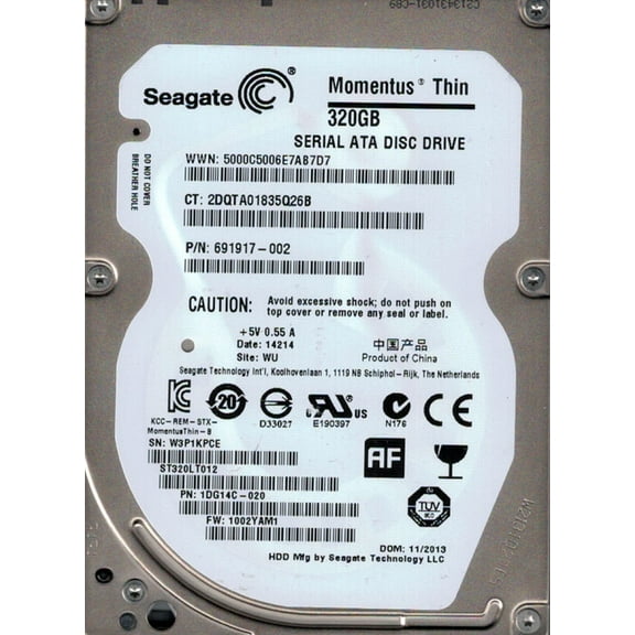 Seagate ST320LT012 P/N: 1DG14C-020 F/W: 1002YAM1 WU 320GB