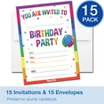 thumbnail image 6 of Birthday Invitations with Envelopes (15 Pack) - Rainbow, 6 of 6