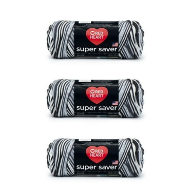 Red Heart Super Saver Medium 100% Acrylic Zebra Yarn, 364 Yards (3 Pack)