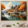 thumbnail image 1 of Designart france Oversized framed wall art decor, France framed wall Art, In Lyon French Riverside framed wall art I , Beige Traditional Gold framed wall art, 40x30 inches Gold Frame, 1 of 5