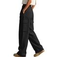 thumbnail image 6 of Elvqul Cargo Pants for Women with Multi Pockets, High Waisted Straight Leg Pants Elastic Waist Button Zip Quick Dry Casual Baggy Relaxed Fit Athletic Pants for Hiking Climbing, 6 of 7