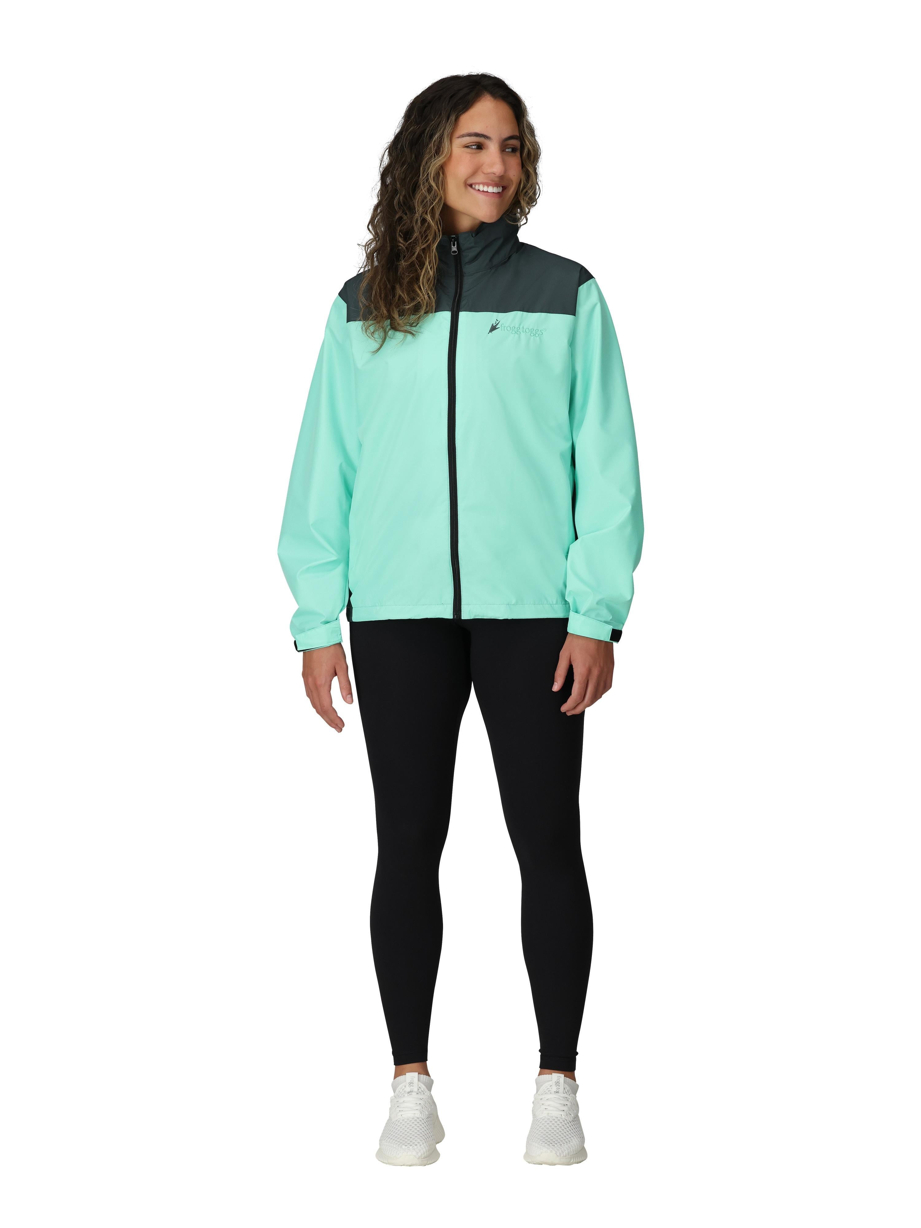 Frogg Toggs River Toadz Rain Jacket with Set-In Sleeves, Waterproof Rain Gear for Women, Seafoam/Gray, Size S/M