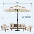 thumbnail image 2 of Garvee 10ft 3-Tier Solar Patio Umbrella with LED Lights, 8 Ribs, Push-Button Tilt, Crank Lift, Beige, 2 of 7