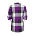 thumbnail image 6 of Weardear Womens V Neck Basic Plaid Print Cotton Cuffed Shirts Long Sleeve Work Tops Blouses S-5XL, 6 of 6