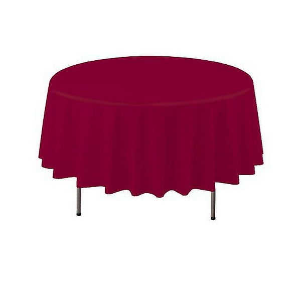 1 - Party Essentials 84" Round Heavy Duty Plastic Table Covers - Burgundy
