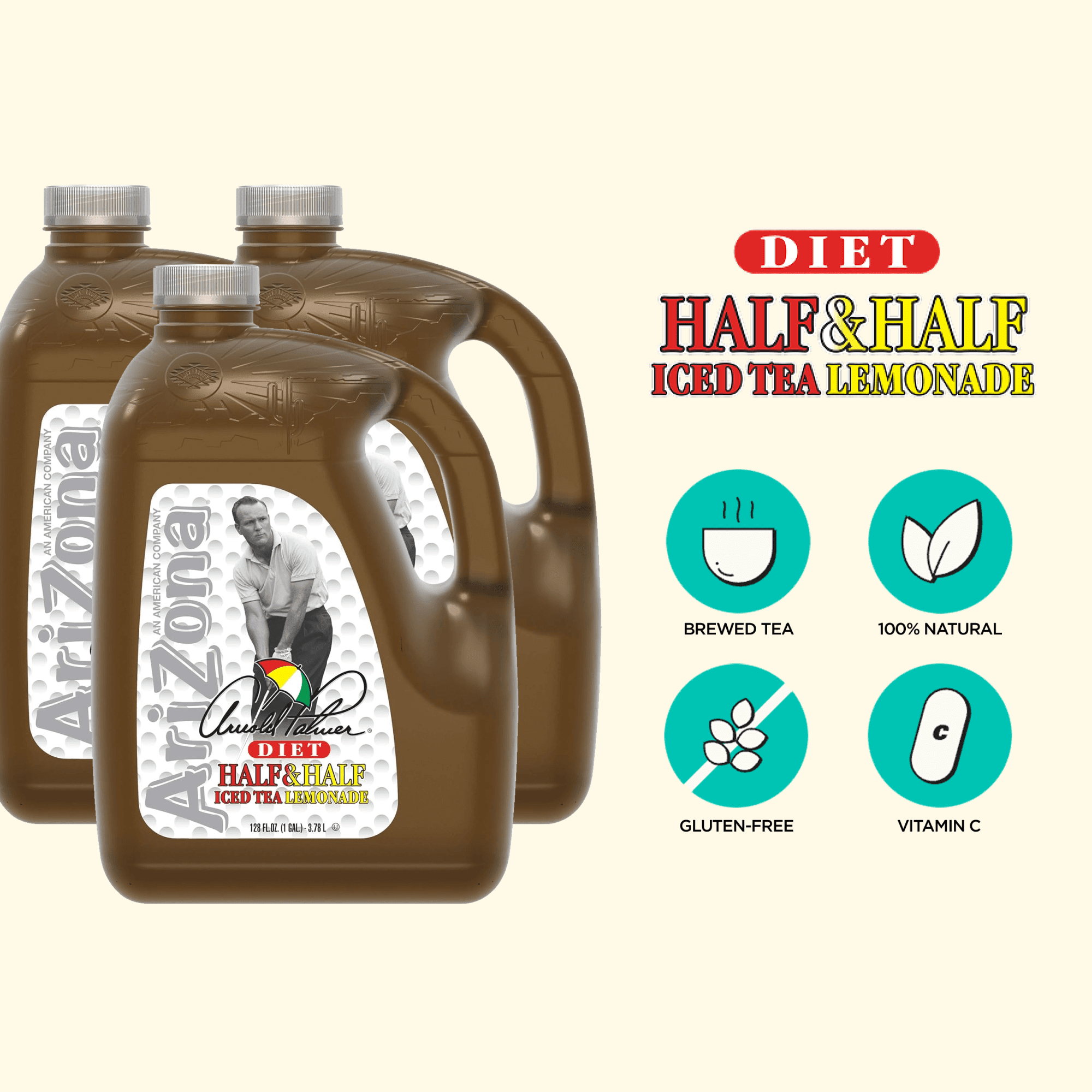 AriZona Arnold Palmer Zero Half & Half Iced Tea Lemonade, 128.0 FL OZ